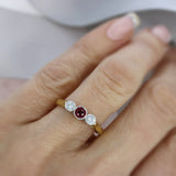 18ct Gold 3 stone Ruby & Diamond Ring