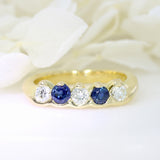 18ct Yellow Sapphire & Diamond 5 Stone Half Eternity Ring