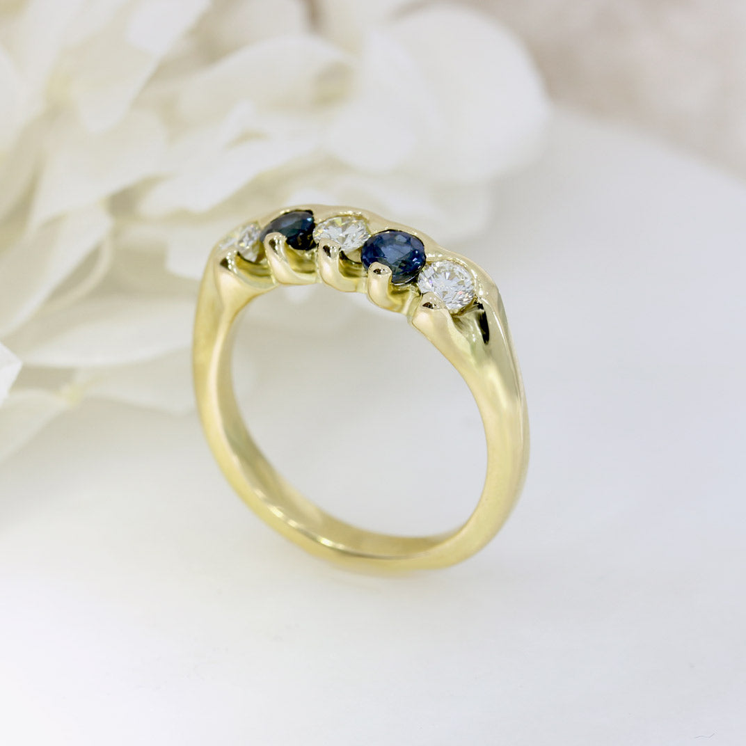 18ct Yellow Sapphire & Diamond 5 Stone Half Eternity Ring