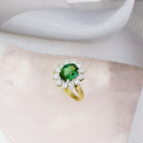 18ct Gold 1.93ct Oval Tourmaline & Diamond Cluster Ring