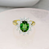 18ct Gold 1.93ct Oval Tourmaline & Diamond Cluster Ring