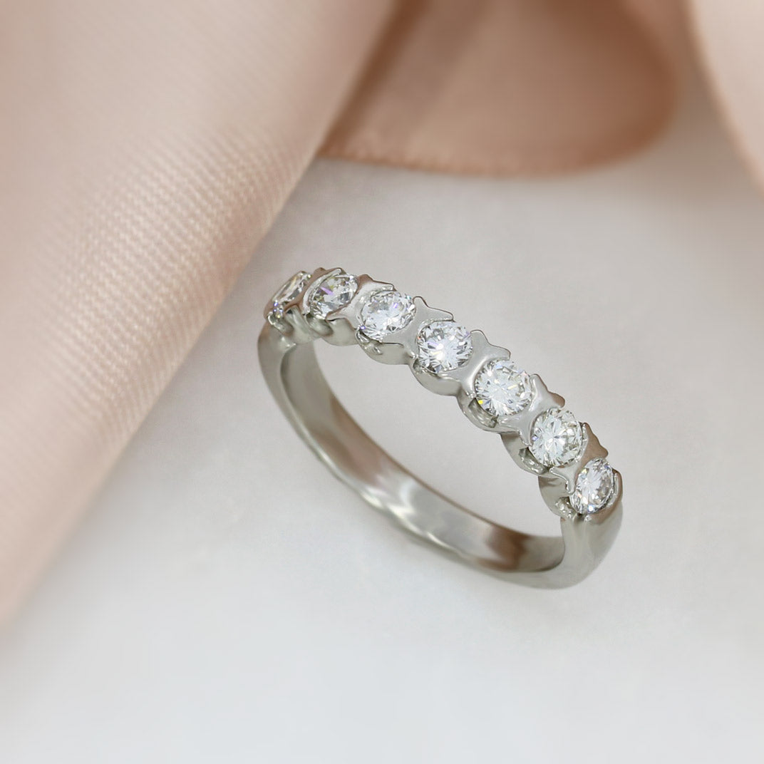 Palladium 950 7 Stone Diamond Eternity Ring 0.68ct
