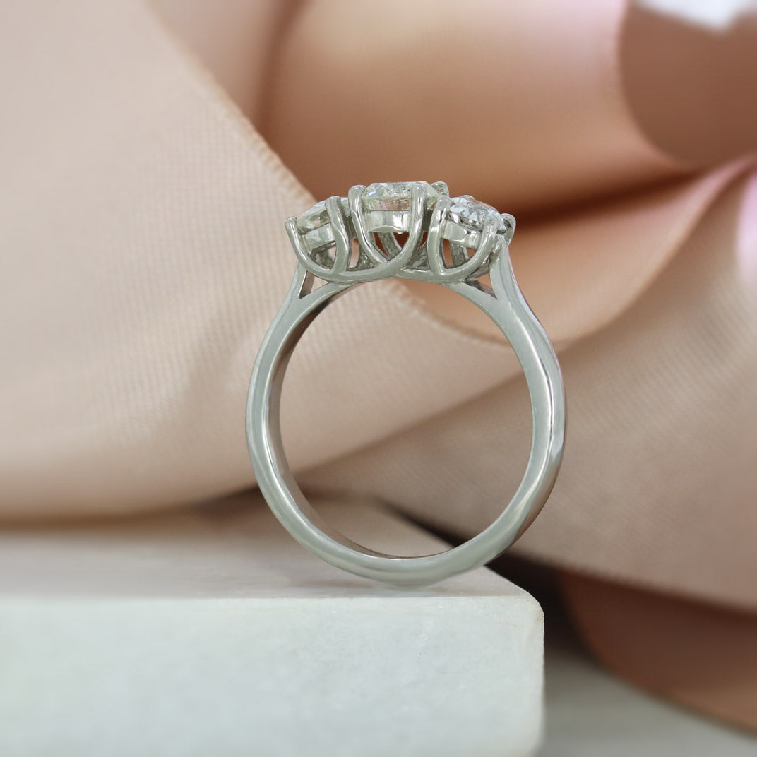 Palladium 950 Claw Set Diamond Trilogy Ring 1.29ct