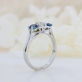 9ct White Gold Sapphire & Diamond 3 Stone Ring