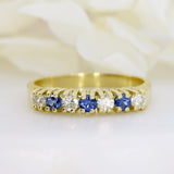 18ct Yellow gold Sapphire & Diamond Eternity Ring.