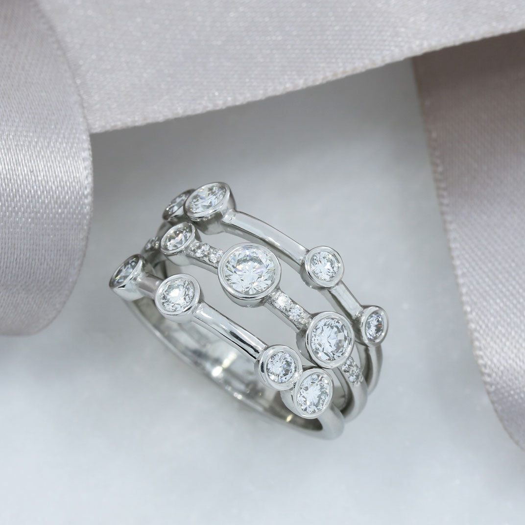 Platinum Diamond Bubble Ring 1.21ct