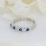 18ct White Gold Sapphire & Diamond 7 Stone Eternity Ring