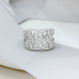 18ct White Gold Wide Crossover Fancy Diamond Dress Ring 0.85ct Approx