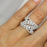 18ct White Gold Wide Crossover Fancy Diamond Dress Ring 0.85ct Approx