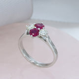 18ct White Gold Claw Set Ruby & Diamond 4 Stone Cluster Ring.