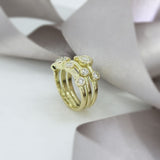 18ct Yellow Gold 3 Row Diamond Bubble Ring 1.39ct