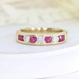 9ct Yellow Gold Channel Set Ruby & Diamond Eternity Ring