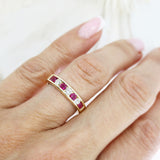 9ct Yellow Gold Channel Set Ruby & Diamond Eternity Ring