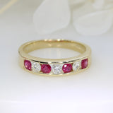 9ct Yellow Gold Channel Set Ruby & Diamond Eternity Ring