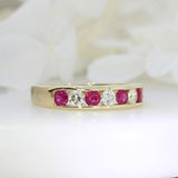 9ct Yellow Gold Channel Set Ruby & Diamond Eternity Ring