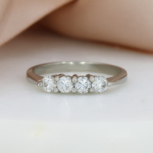 Palladium 950 4 Stone Brilliant Cut Diamond Ring 0.54ct