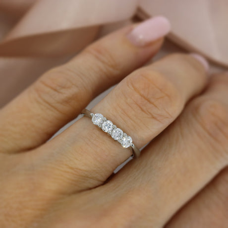 Palladium 950 4 Stone Brilliant Cut Diamond Ring 0.54ct