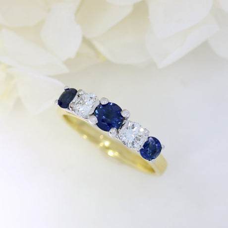 18ct Yellow Gold Sapphire & Diamond Eternity Ring.