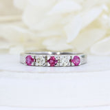 18ct White Gold Ruby & Diamond 5 Stone Claw Set Eternity Ring