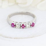 18ct White Gold Ruby & Diamond 5 Stone Claw Set Eternity Ring