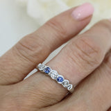 18ct White Gold Diamond & Sapphire Eternity Ring.