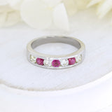 9ct White Gold Ruby & Diamond Channel Set Eternity Ring