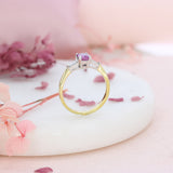 18ct Yellow Gold Pink Sapphire & Diamond 3 Stone Ring