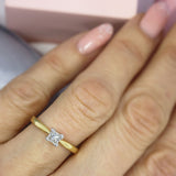 18ct Gold Certified Princess Cut Diamond Solitaire Ring 0.34ct