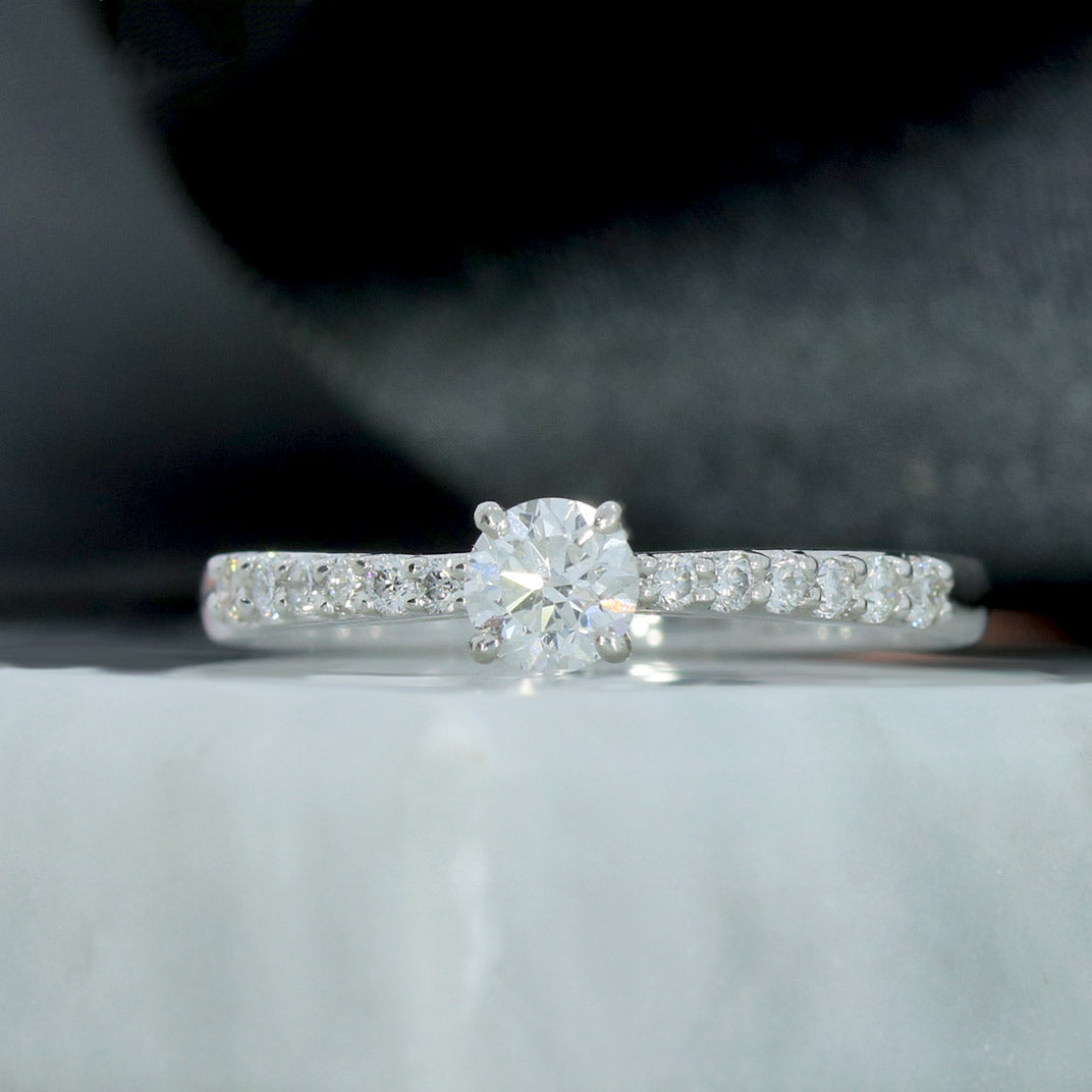 Platinum Diamond Solitaire Ring With Diamond Set Shoulders Total 0.50ct