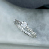 Platinum Diamond Solitaire Ring With Diamond Set Shoulders Total 0.50ct