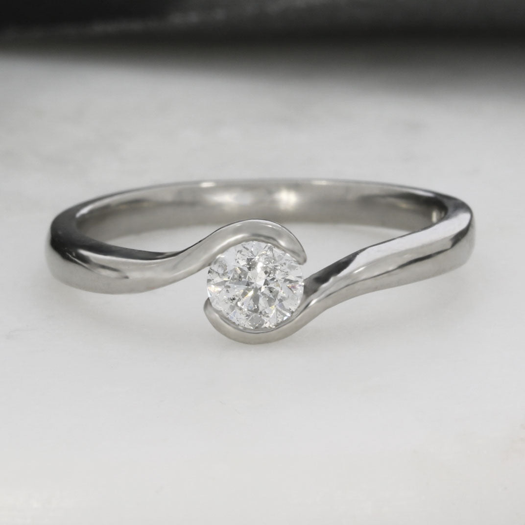 Palladium 950 Crossover Diamond Solitaire Ring 0.38ct