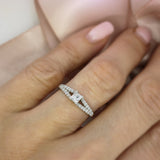 Platinum Princess cut Diamond Solitaire Ring With Split Diamond Set Shoulders 0.56ct