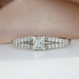 Platinum Princess cut Diamond Solitaire Ring With Split Diamond Set Shoulders 0.56ct