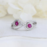 9ct White Gold Ruby & Diamond Crossover Ring