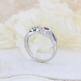 9ct White Gold Ruby & Diamond Crossover Ring