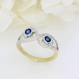 9ct White & Yellow Sapphire & Diamond Fancy Crossover Ring