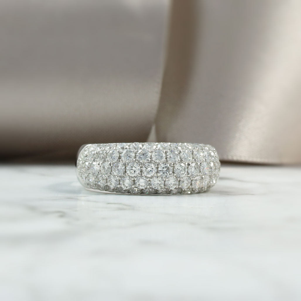 18ct Gold 5 Row Pave Set Diamond Ring 2.15ct.