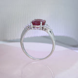 9ct White Gold Oval Glass Filled Ruby & Diamond Dress Ring