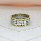 18ct Yellow & White Gold 3 Row Diamond Band 0.75ct