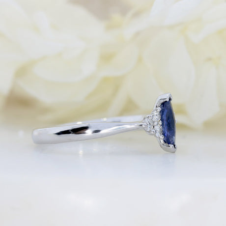 18ct White Gold Marquise Cut Sapphire & Diamond Ring