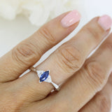 18ct White Gold Marquise Cut Sapphire & Diamond Ring