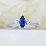 18ct White Gold Marquise Cut Sapphire & Diamond Ring