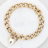 Pre Owned 9ct Rose Gold Bracelet With Heart Padlock & Safety Chain 15.5g
