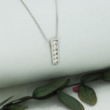 18ct White Gold Bar Pendant Set With 5 Round Diamonds 0.55ct On 18ct Curb Chain