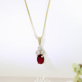 9ct Yellow Ruby & Round Diamond Pendant On 9ct Yellow Gold 20'' Box Chain