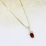 9ct Yellow Ruby & Round Diamond Pendant On 9ct Yellow Gold 20'' Box Chain