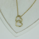 9ct Yellow Gold Double Heart Pendant with Matt & Polish finish