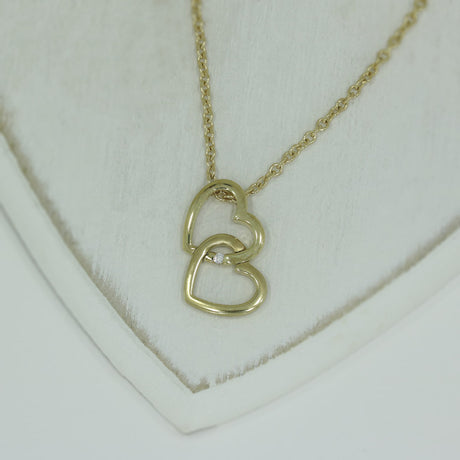 9ct Yellow Gold Double Heart Pendant with Matt & Polish finish