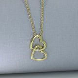 9ct Yellow Gold Double Heart Pendant with Matt & Polish finish