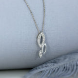 18ct White gold 3 Graduating Leaf Pave Set Diamond Pendant on 18ct 18inch Chain